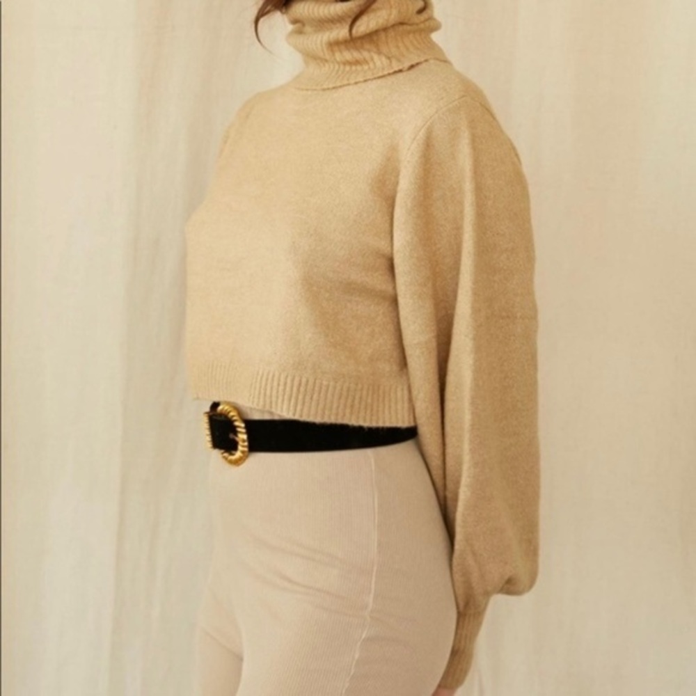 PRINCESS POLLY ZAHARA Cream Cropped Turtleneck Sweater 6